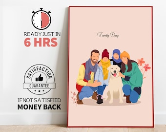 Custom Family Portrait: Faceless Cartoon Illustration (Digital File)