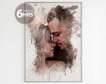 Wedding Gifts, Painting from Photo, Anniversary Gift, Personalised Watercolour Print, Couple Portrait, Customised Print, Canvas Print, Bride