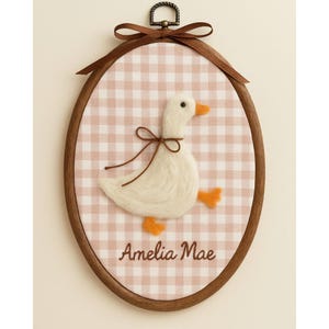 Needle-Felted Goose Nursery Wall Art • Handmade Needle Felt Embroidery Hoop • Baby Shower Gift • Farm Animal Baby Room Decor • Cottagecore