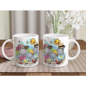 Happy Moo Deng im Paradies Tasse - Schluck mit Stil mit tropischem Vibe!