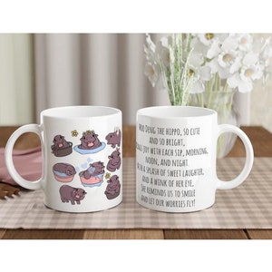 Glücklicher Moo Deng Becher, Moo Deng, Nilpferd Becher, Thai Hippo, Glücklicher Becher, Spaß Becher, Geschenk für sie, Geschenk für ihn, Muttertag, Vatertag