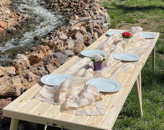 Foldable Wood Picnic Table: Low Table for Parties & Baby Showers