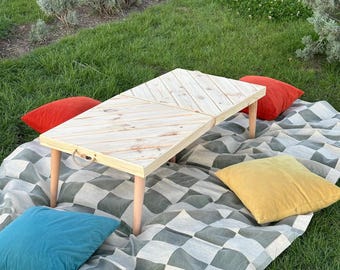Handmade Portable Picnic Table: Foldable Low Seating