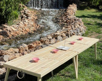 Mesa de picnic plegable de madera: mesa de jardín baja estilo bohemio