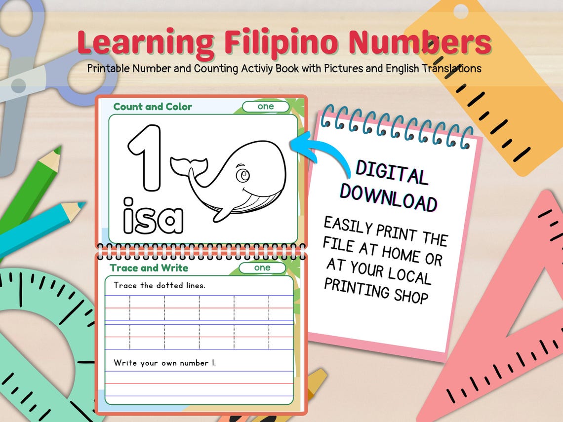 Printable Filipino Numbers Learning Pack for Kids | Tracing, Counting ...