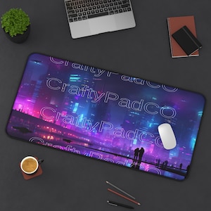 Cyberpunk City Gaming Mousepad,Neon Glow Desk Mat,Futuristic Sci-Fi RGB Mouse Pad,Vaporwave Desk Decor,Gamer Setup Gift Idea