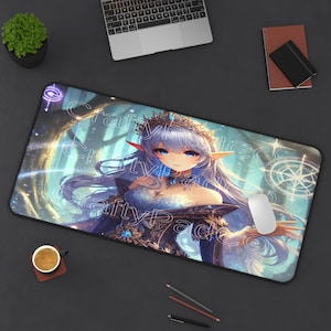 Mousepad,Desk Mat,Laptop Mousepad,Elven Princess,Enchanting Princess,Elven,Mystic Elf,Fantasy Style,Magical Forest,Magic Symbols