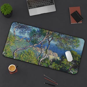 Monet Mouse Pad Claude Monet Bordighera Desk Mat – Italian Landscape Mousepad, Impressionist Art Gift, Office Decor, Large Gaming Mat