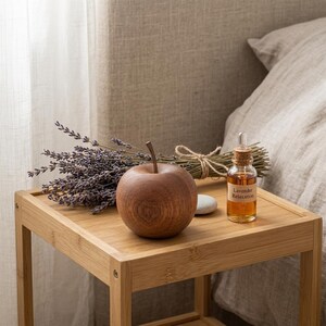 Wooden Apple Essential Oil Diffuser, Wooden Aromatherapy Decor, Passive Desk Oil Diffuser, Natural Wood Home Fragrance Gift