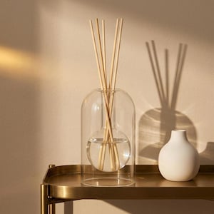 Modern glasflaska med rörspridare, vas med flambrytande oljediffusor, flamlös doftdekoration för hemmet, estetisk minimalistisk present till henne