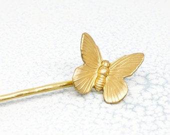 Gold Butterfly Hair Pin Accesories \\ Spring Nature themed \\ Brass Gold Bobby Hair Pin \\ Gold Accessories for her, mother, women