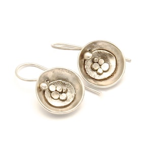 Ladies Simple Sterling Silver Pebble Earrings Dangle