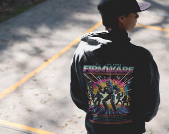 Robot Takeover Hoodie, Fleece-Lined Digital Art Graphic