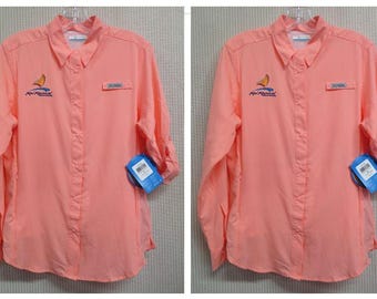 Camisa corta larga rosa para mujer Columbia Tamiami II, nueva.