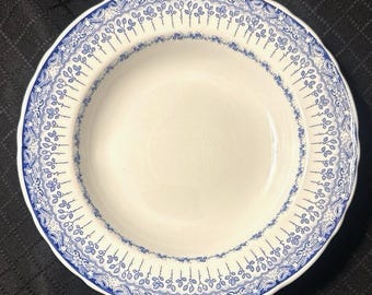 Laveno Italy Vintage Blue & White Porcelain Two (2) Rim 8 Inch  Soup Bowls