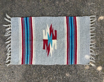 Native American Design Handwoven Small Rug, Gray