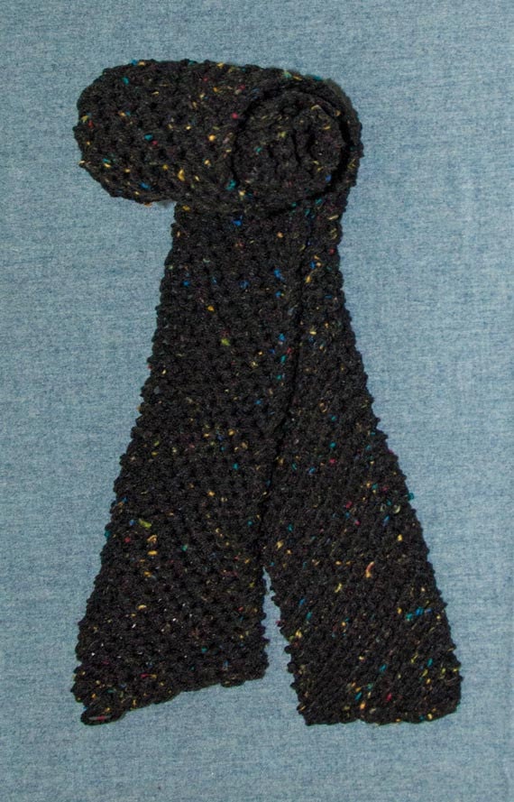 Men's or Women's Unisex Scarf Hand Knit Black Tweed | Etsy