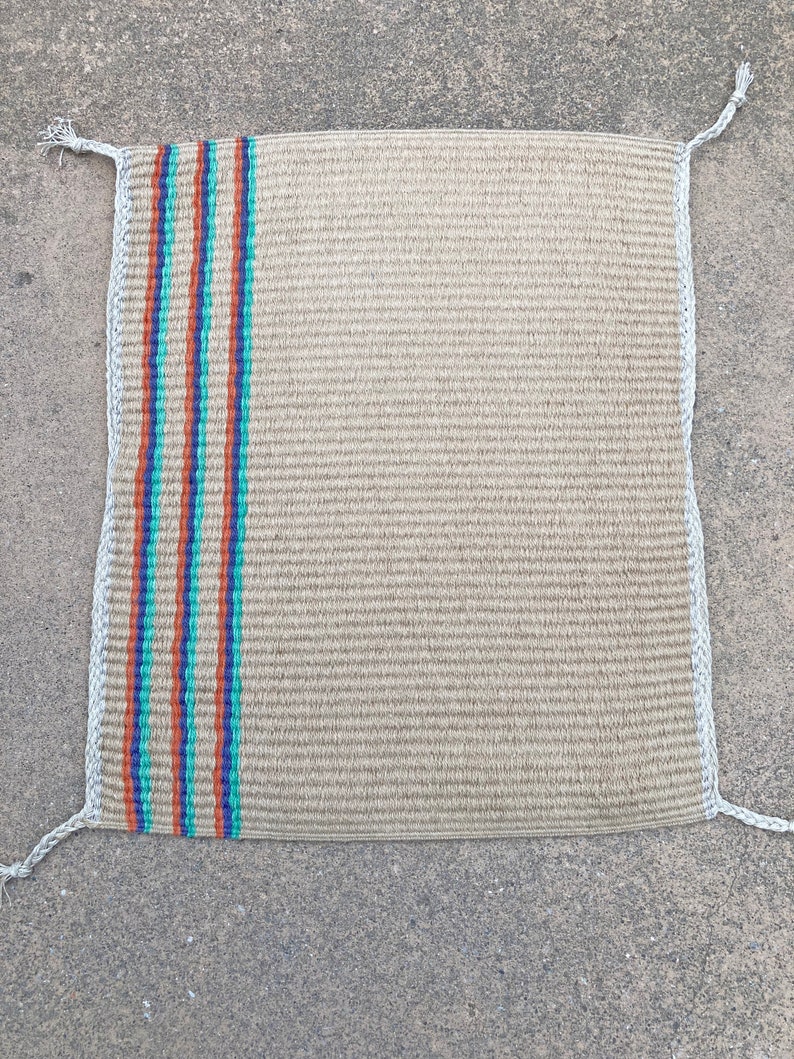 Handwoven Striped Rug, Wool Bild 1