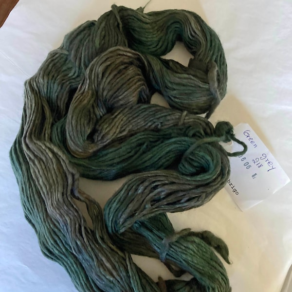 Malabrigo Worsted Merino Yarn, Green, Gray