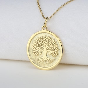 14K Gold Tree of Life Necklace, Personalized Tree of Life Pendant, Family Necklace, Norse Mythology World Tree, Tree of Life Necklace, Gift