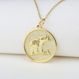 14k Gold Bear Necklace, Personalized Bear Pendant, Mom Bear Charm, Animal Lovers Gift, Grizzly Necklace, Birthday Gift, Mother&#39;s Day Gift