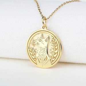 14k Gold Cat Necklace, Personalized Cat Necklace, Animal Necklace, Gift for Animal Lover, Cute Cat Woman Gift, Christmas Gift, Woman Gift