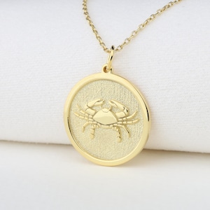 14K Złoty Naszyjnik Rak, Spersonalizowany Naszyjnik Znaku Zodiaku Rak, Naszyjnik Zodiakalny, Astrologiczny Prezent Urodzinowy, Prezent Świąteczny