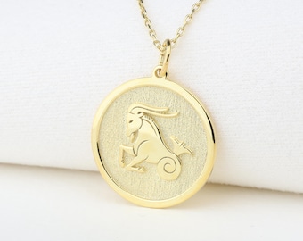 14K Gold Capricorn Zodiac Necklace: Personalized Astrology Gift