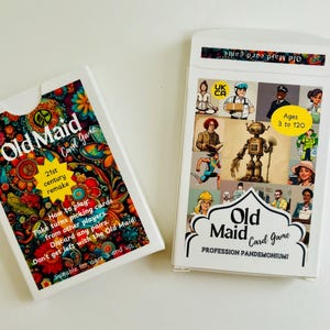 Kaartspel Old Maid (remake: 21e eeuw) voor gezinnen met kinderen van alle leeftijden. Gloednieuwe gemoderniseerde OLD MAID-speelkaarten.