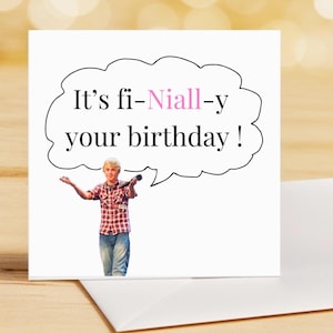 Cartão de aniversário - “É fi-nial-y seu aniversário!”, cartão de aniversário 1 direction, cartão Niall Horan, cartão one direction