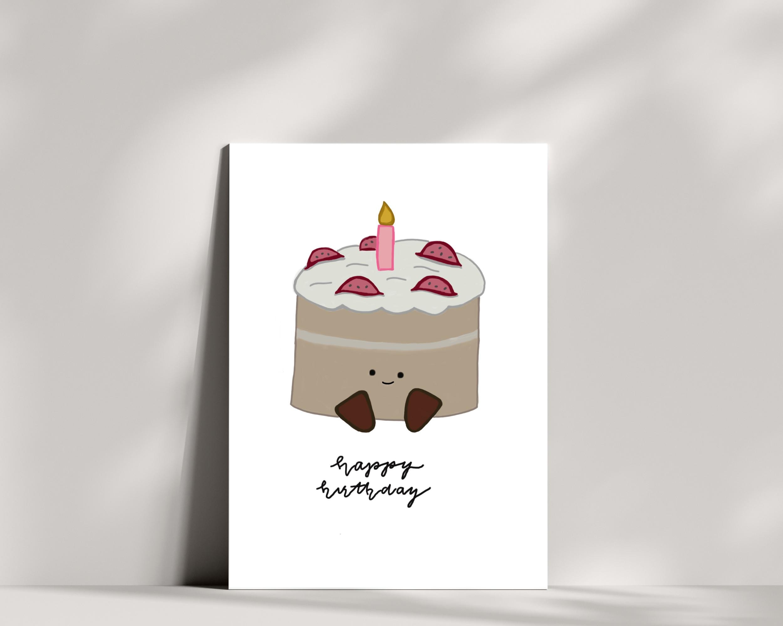 Happy Birthday Card With a Cute Jellycat Cake, Jellycat Card, Birthday ...