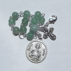 St. Jude Green Aventurine Green Jade Rosary Bracelet