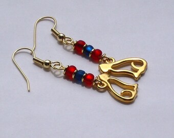 Egyptian Revival Cat Goddess Gold Earrings
