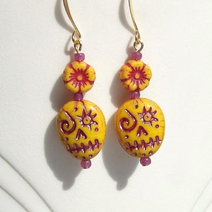 Marigold Yellow Day of the Dead Dia de los Muertos Calavera Halloween Zombie Earrings