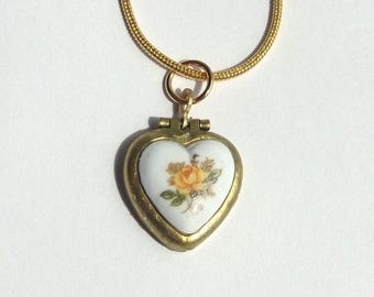 Yellow Rose Locket Necklace