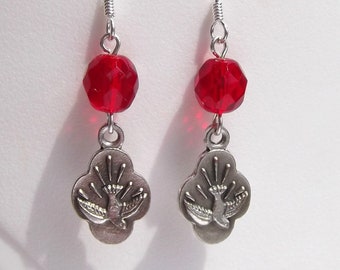 Holy Spirit Red Glass Bead Earrings