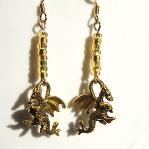 Petite Gold Dragon Dangle Earrings