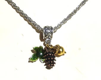 Fall Three Charm Pendant Necklace
