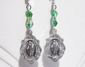 Our Lady Help of Christians Don Bosco Swarovski Crystal Bead Earrings