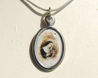 Saint Rita of Cascia Color Medal Gold or Silver Plated Necklace