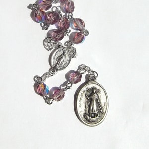 St. Raphael the Archangel with Guardian Angel Lavender Glass Bead Chaplet