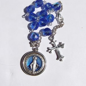 Blue Enamel Miraculous Medal Rosary Bracelet