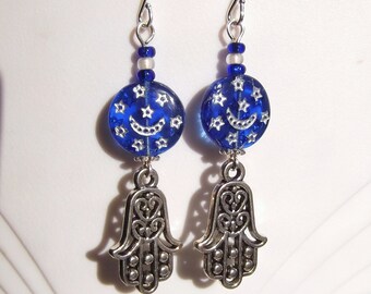 Hamsa Hand Hand of Fatima Dangle Earrings