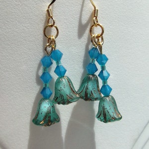 Teal Lily Double Drop Earrings