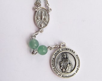 Saint Dymphna Green Aventurine Handmade Chaplet Rosary