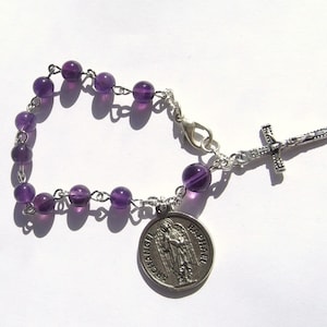 Amethyst St. Raphael the Archangel Rosary Bracelet