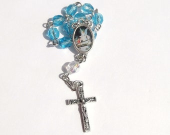Guardian Angle Turquoise Glass Bead Single Decade or Car Rosary