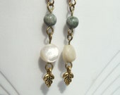 Mother of Pearl and Jasper Vintage Earrings