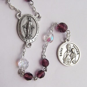 Handmade Chaplet of Saint Joseph Amethyst Glass