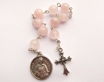 Saint Peregrine Rose Quartz Handmade Chaplet Rosary
